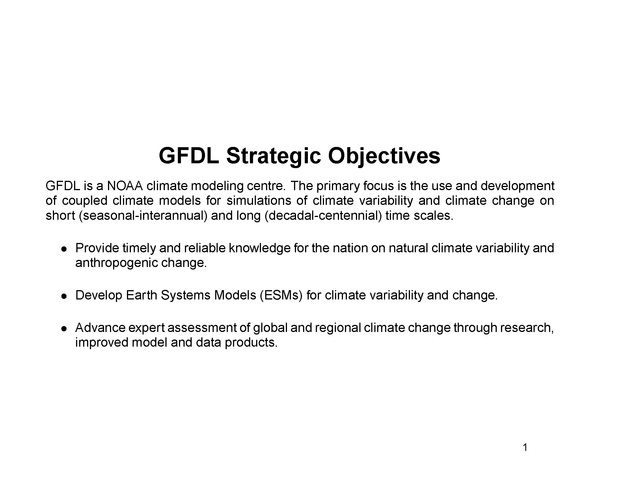 GFDL Strategic Objectives