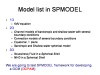 Model list in SPMODEL