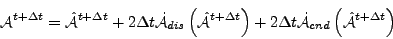 \begin{displaymath}
{\cal A}^{t+\Delta t}
= \hat{\cal A}^{t+\Delta t}
+ 2 \D...
...t
\dot{\cal A}_{cnd}\left( \hat{\cal A}^{t+\Delta t} \right)
\end{displaymath}